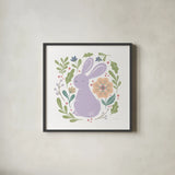 Sweet Easter II White by Becky Thorns. Shown in a sleek black glass frame for a contemporary gallery look. Available as an archival giclee rolled canvas, fine art paper, or poster print. SKU 104570a.