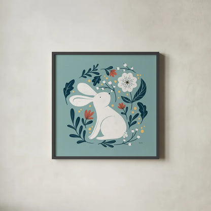Sweet Easter III by Becky Thorns. Shown in a sleek black glass frame for a contemporary gallery look. Available as an archival giclee rolled canvas, fine art paper, or poster print. SKU 70583a.