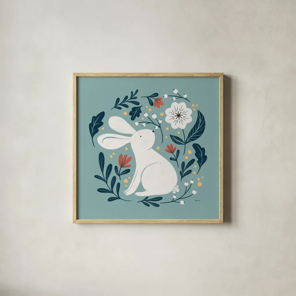 Sweet Easter III by Becky Thorns. Shown in a natural wood glass frame for a timeless modern aesthetic. Available as an archival giclee rolled canvas, fine art paper, or poster print. SKU 70583a.