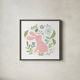 Sweet Easter III White by Becky Thorns. Shown in a sleek black glass frame for a contemporary gallery look. Available as an archival giclee rolled canvas, fine art paper, or poster print. SKU 104571a.
