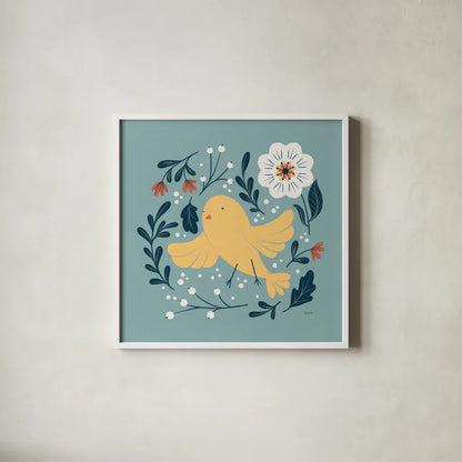 Sweet Easter IV by Becky Thorns. Shown in a crisp white glass frame for a clean and minimalist style. Available as an archival giclee rolled canvas, fine art paper, or poster print. SKU 70584a.