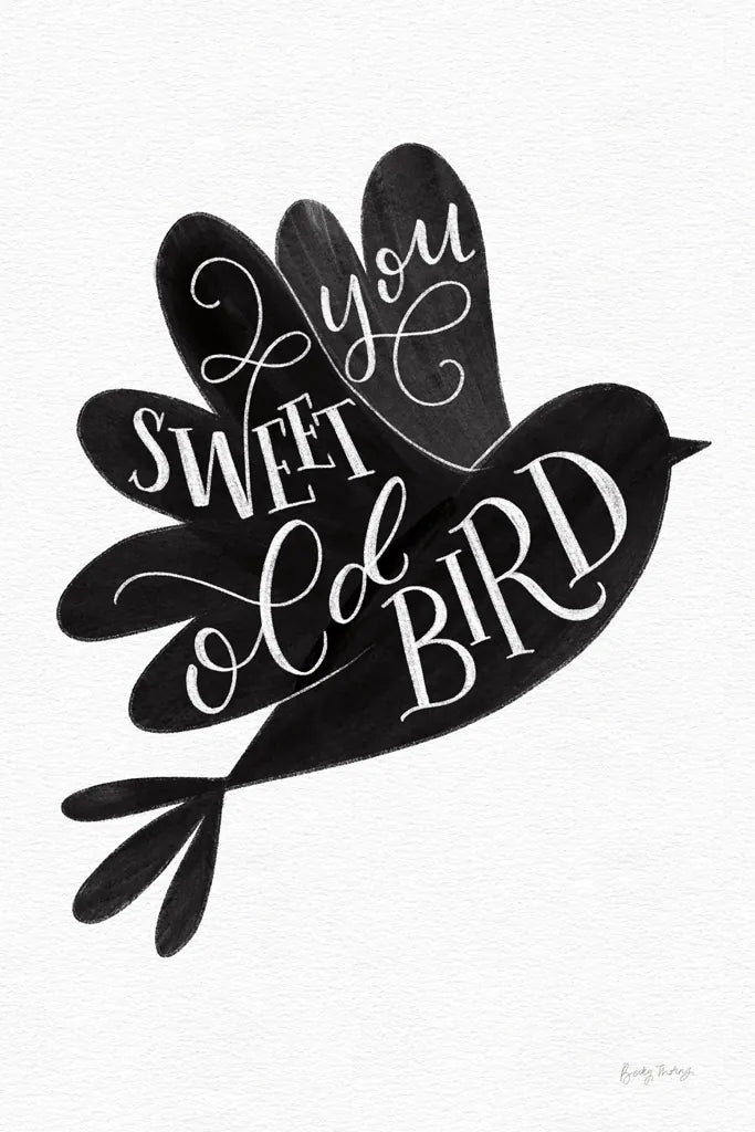 Sweet Old Bird BW by Becky Thorns. SKU 61413h. Archival Giclee Fine art print for wall decor.