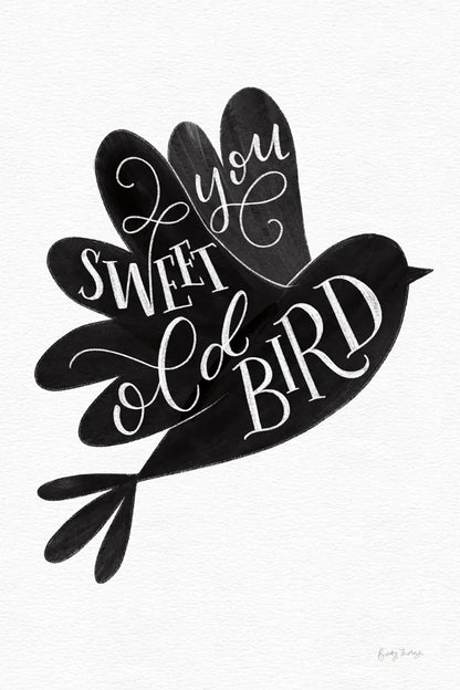 Sweet Old Bird BW by Becky Thorns. SKU 61413h. Archival Giclee Fine art print for wall decor.