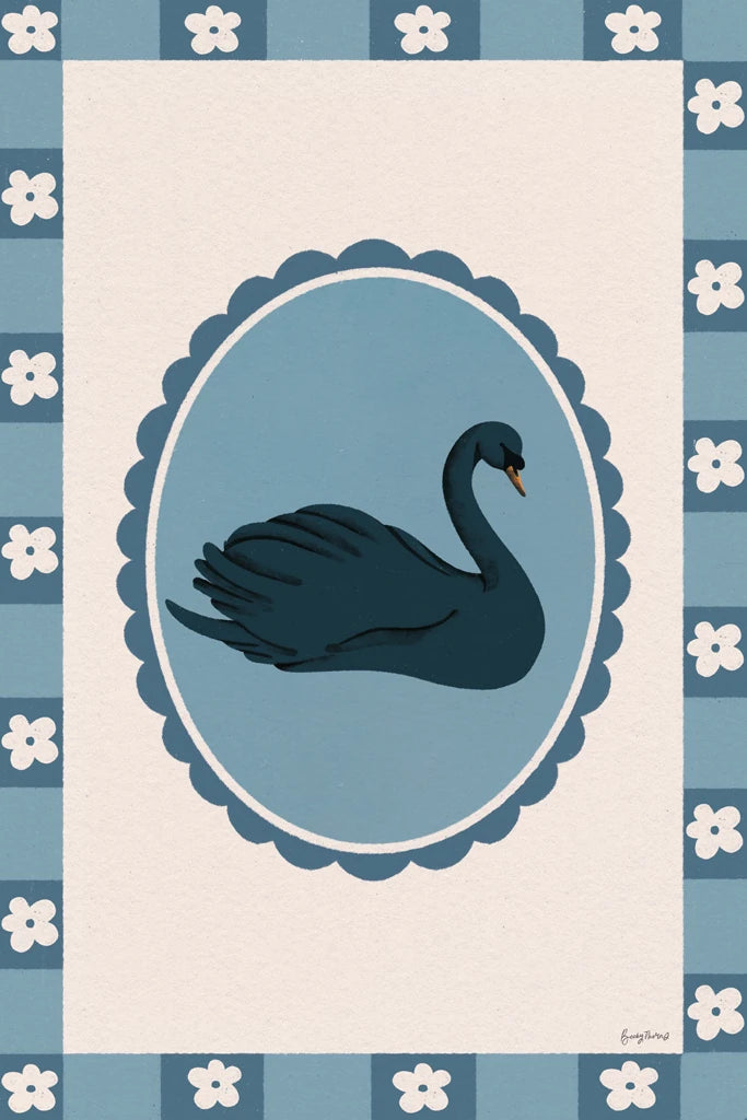 Sweet Swan Framed I by Becky Thorns