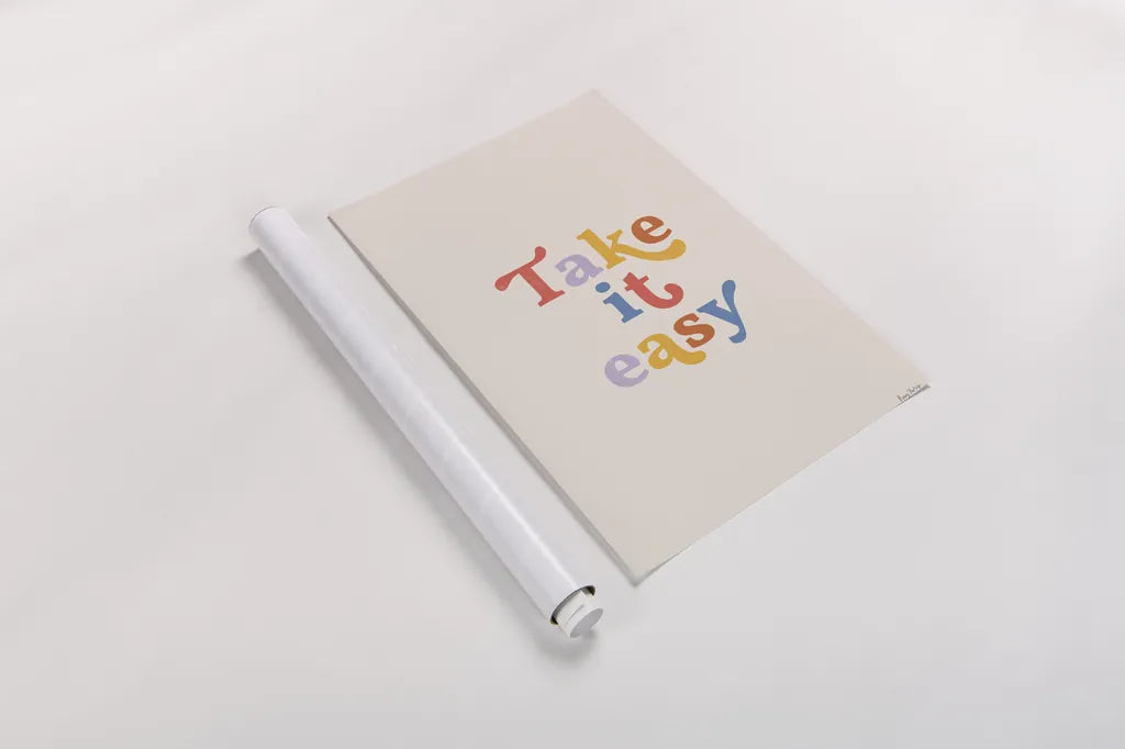 Take it Easy Bright by Becky Thorns. shown as a rolled paper print. Available as archival giclee rolled canvas, fine art paper, or poster print. SKU 70940h.