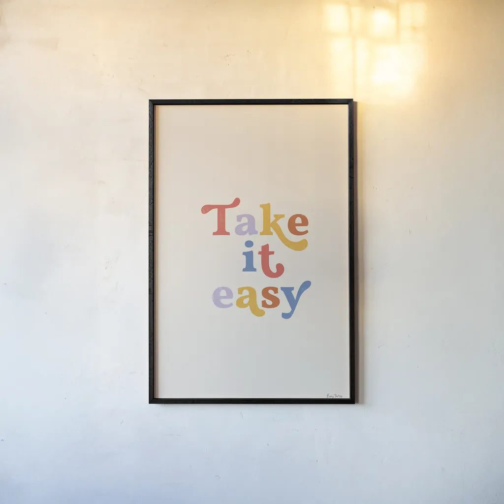 Take it Easy Bright by Becky Thorns. shown as a paper print in a black flame. Available as a archival giclee rolled canvas, fine art paper, or poster print. SKU 70940h.