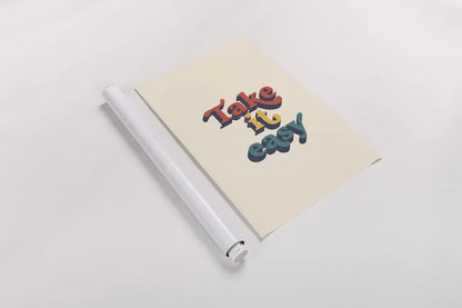 Take it Easy Modern Retro by Becky Thorns. shown as a rolled paper print. Available as archival giclee rolled canvas, fine art paper, or poster print. SKU 66920h.
