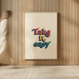 Take it Easy Modern Retro by Becky Thorns. shown as over sized large wall art. Available as an archival giclee rolled canvas, fine art paper, or poster print. SKU 66920h.