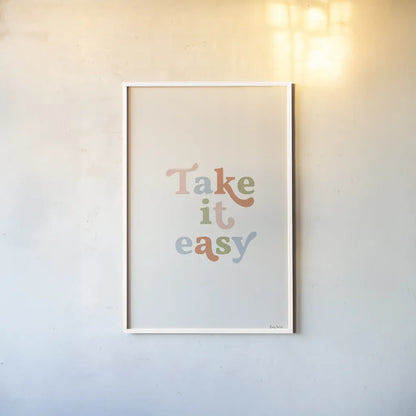Take it Easy Pastel by Becky Thorns. shown as a paper print in a white frame. Available as a archival giclee rolled canvas, fine art paper, or poster print. SKU 67068h.