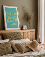 Teachers IV Aqua by Becky Thorns. shown as a paper print in a natural frame. Available as a archival giclee rolled canvas, fine art paper, or poster print. SKU 59207h.
