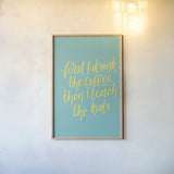 Teachers IV Aqua by Becky Thorns. shown as a paper print in a natural frame. Available as a archival giclee rolled canvas, fine art paper, or poster print. SKU 59207h.