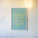 Teachers IV Aqua by Becky Thorns. shown as a paper print in a white frame. Available as a archival giclee rolled canvas, fine art paper, or poster print. SKU 59207h.