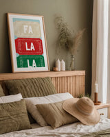 Ticket Stubs Christmas by Becky Thorns. shown as a paper print in a natural frame. Available as a archival giclee rolled canvas, fine art paper, or poster print. SKU 94145h.