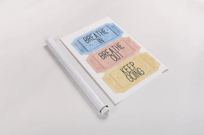 Ticket Stubs Inspiration by Becky Thorns. shown as a rolled paper print. Available as archival giclee rolled canvas, fine art paper, or poster print. SKU 94143h.