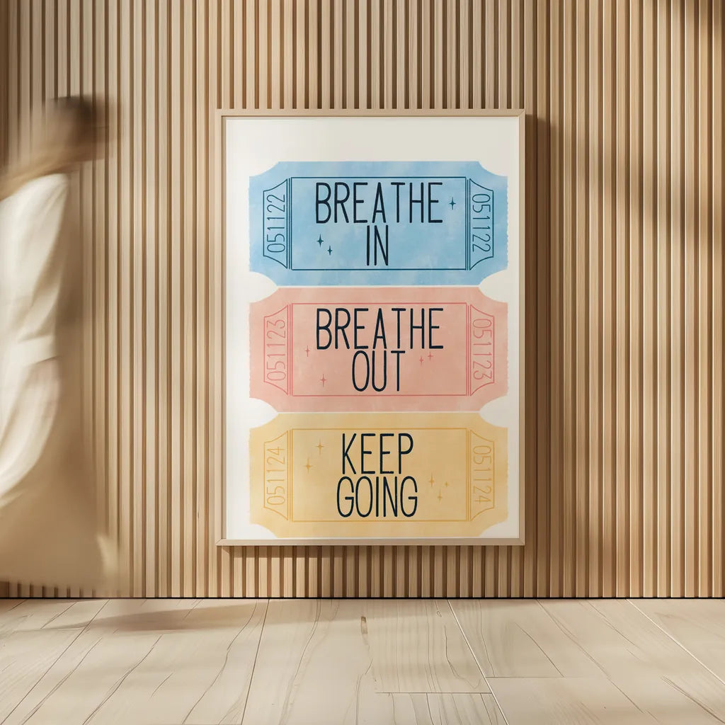 Ticket Stubs Inspiration by Becky Thorns. shown as over sized large wall art. Available as an archival giclee rolled canvas, fine art paper, or poster print. SKU 94143h.