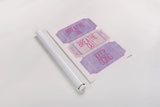 Ticket Stubs Inspiration Pink and Purple by Becky Thorns. shown as a rolled paper print. Available as archival giclee rolled canvas, fine art paper, or poster print. SKU 96972h.