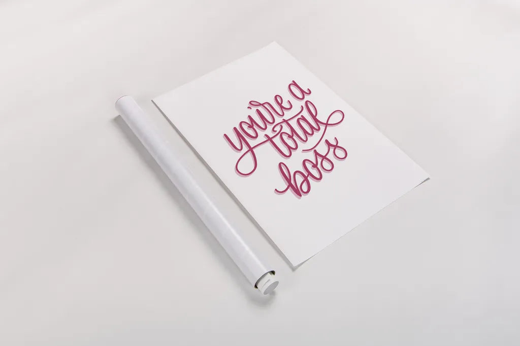 Total Boss White and Pink by Becky Thorns. shown as a rolled paper print. Available as archival giclee rolled canvas, fine art paper, or poster print. SKU 58414h.