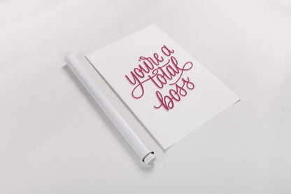 Total Boss White and Pink by Becky Thorns. shown as a rolled paper print. Available as archival giclee rolled canvas, fine art paper, or poster print. SKU 58414h.