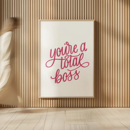 Total Boss White and Pink by Becky Thorns. shown as over sized large wall art. Available as an archival giclee rolled canvas, fine art paper, or poster print. SKU 58414h.