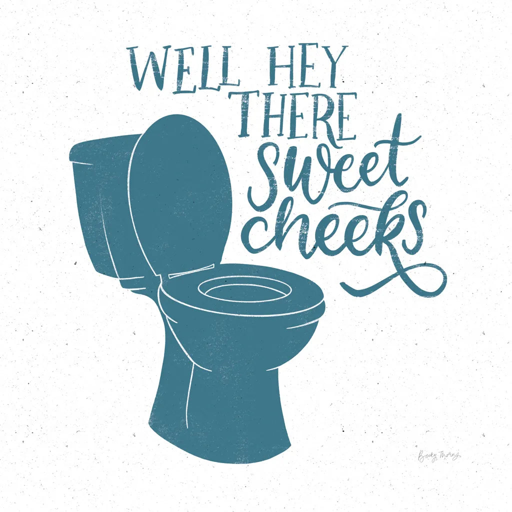 Turkish Tile Bathroom Puns III by Becky Thorns. SKU 58433a. Archival Giclee Fine art print for wall decor.