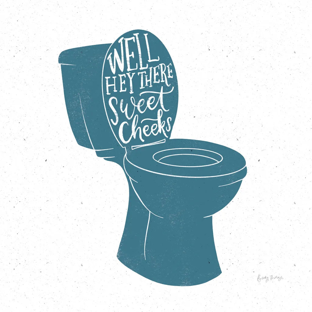 Turkish Tile Bathroom Puns IV by Becky Thorns. SKU 58434a. Archival Giclee Fine art print for wall decor.