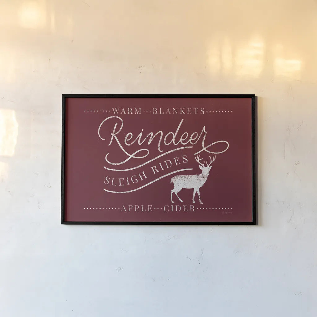 Vintage Christmas III Red by Becky Thorns. shown as a paper print in a black flame. Available as a archival giclee rolled canvas, fine art paper, or poster print. SKU 60046i.