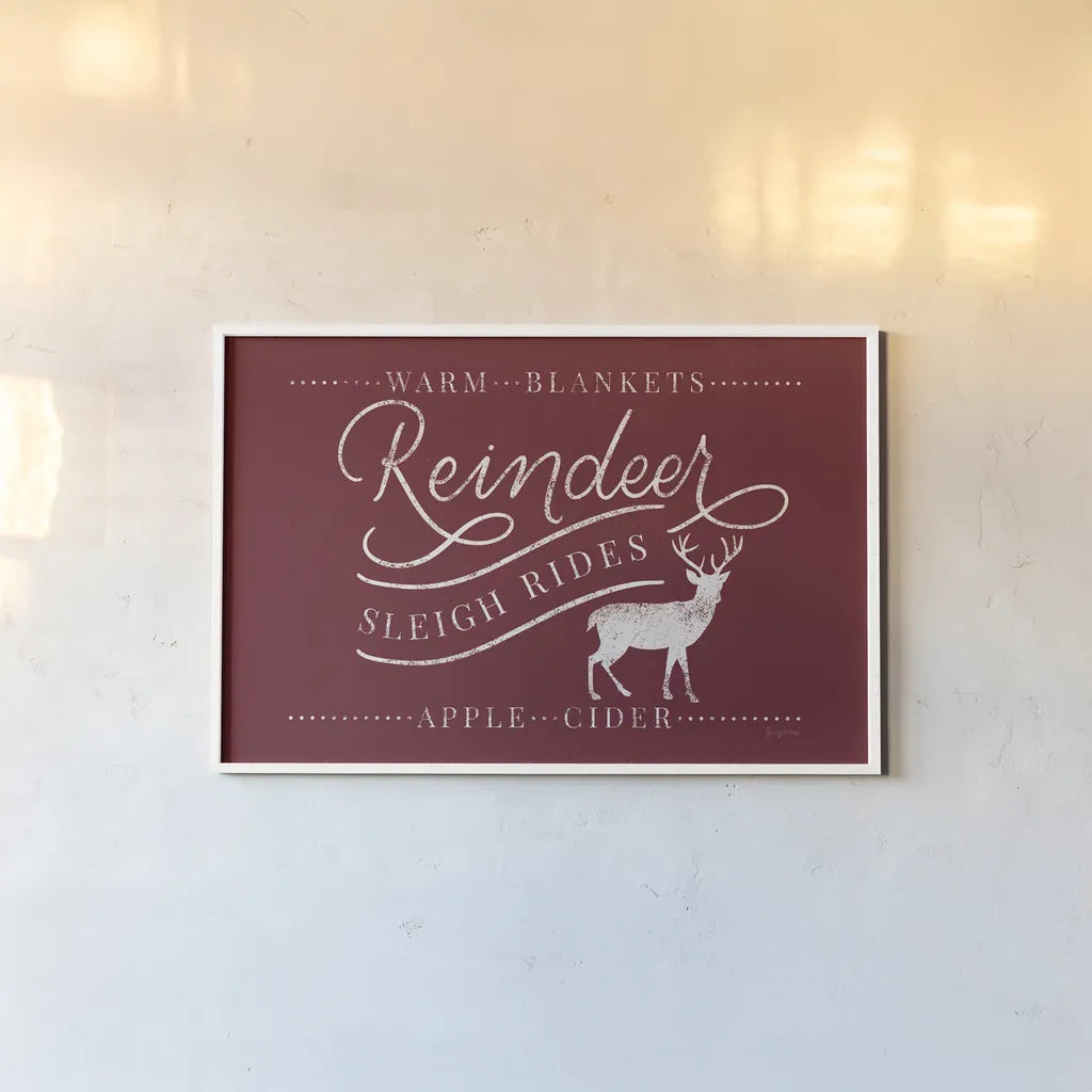 Vintage Christmas III Red by Becky Thorns. shown as a paper print in a white frame. Available as a archival giclee rolled canvas, fine art paper, or poster print. SKU 60046i.