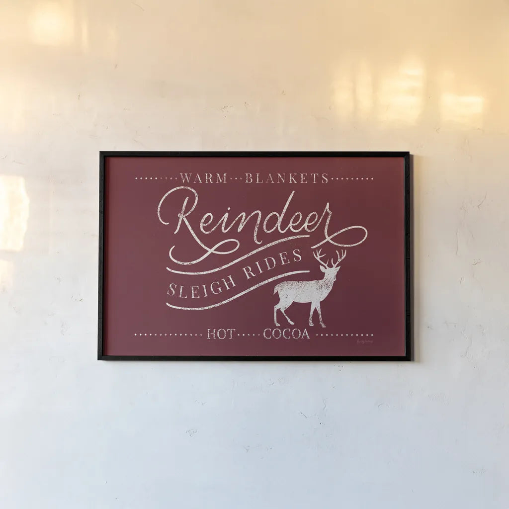 Vintage Christmas III Red Hot Cocoa by Becky Thorns. shown as a paper print in a black flame. Available as a archival giclee rolled canvas, fine art paper, or poster print. SKU 63172i.