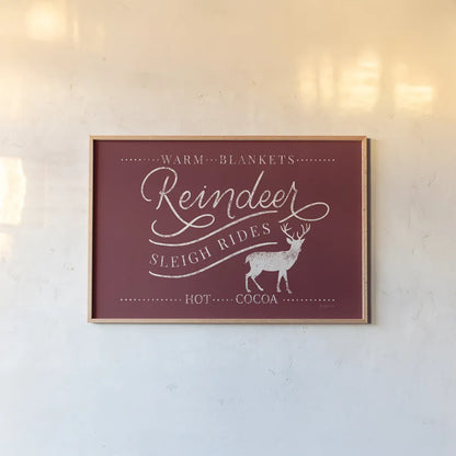 Vintage Christmas III Red Hot Cocoa by Becky Thorns. shown as a paper print in a natural frame. Available as a archival giclee rolled canvas, fine art paper, or poster print. SKU 63172i.