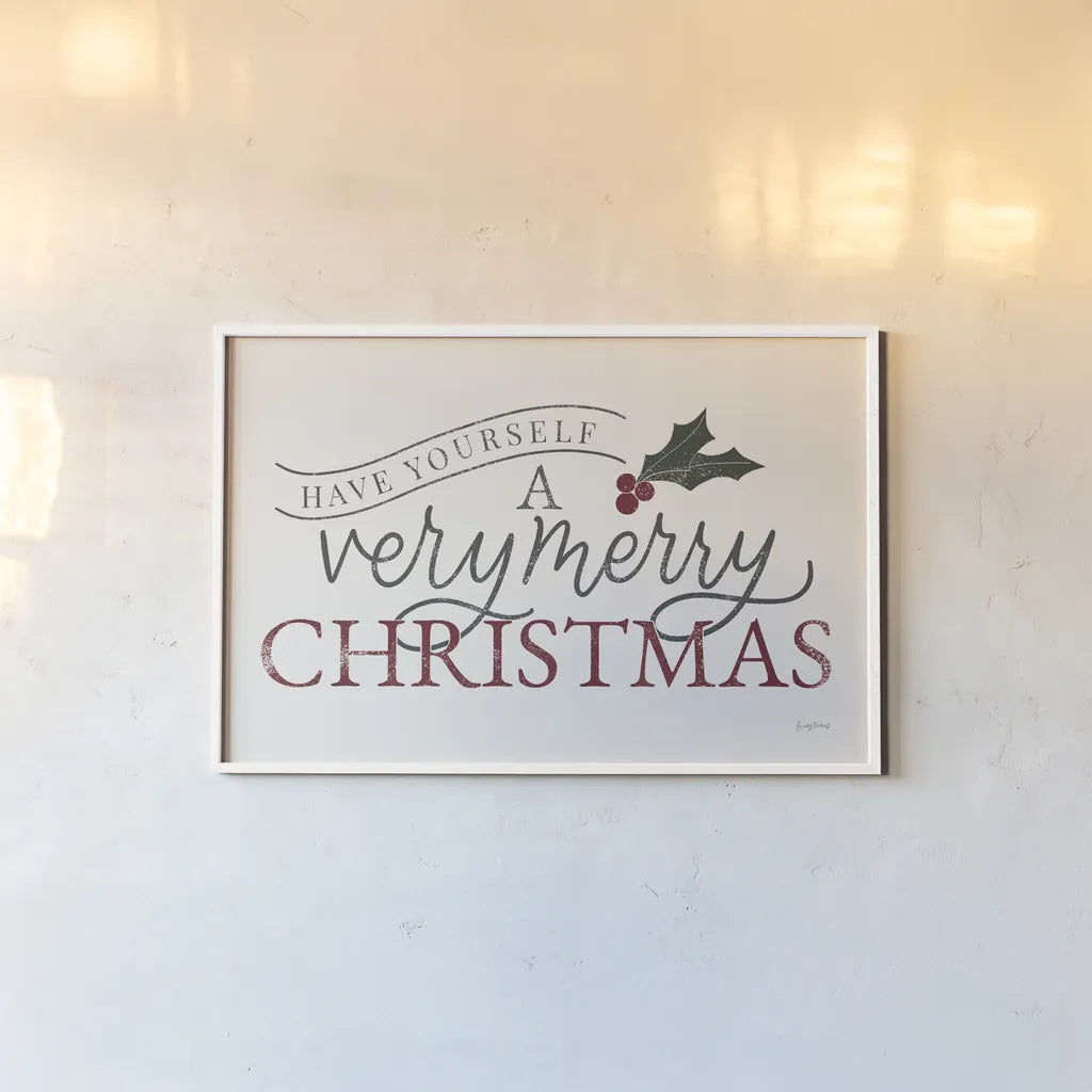 Vintage Christmas IV by Becky Thorns. shown as a paper print in a white frame. Available as a archival giclee rolled canvas, fine art paper, or poster print. SKU 60044i.