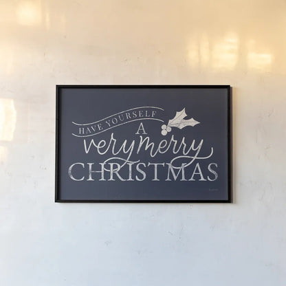 Vintage Christmas IV Blue by Becky Thorns. shown as a paper print in a black flame. Available as a archival giclee rolled canvas, fine art paper, or poster print. SKU 60047i.