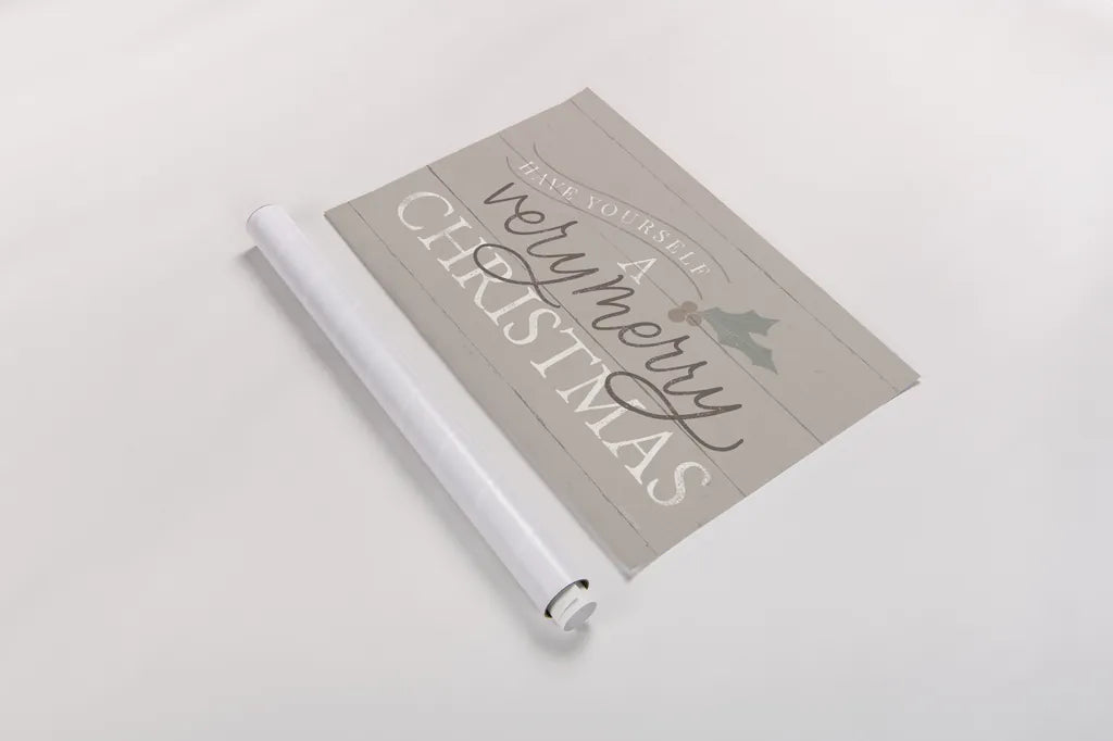 Vintage Christmas IV Neutral by Becky Thorns. shown as a rolled paper print. Available as archival giclee rolled canvas, fine art paper, or poster print. SKU 68673i.