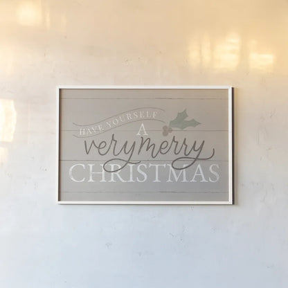 Vintage Christmas IV Neutral by Becky Thorns. shown as a paper print in a white frame. Available as a archival giclee rolled canvas, fine art paper, or poster print. SKU 68673i.