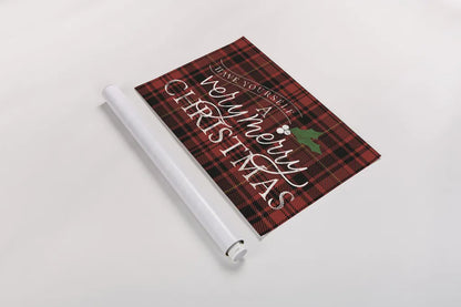 Vintage Christmas IV Plaid by Becky Thorns. shown as a rolled paper print. Available as archival giclee rolled canvas, fine art paper, or poster print. SKU 73343i.