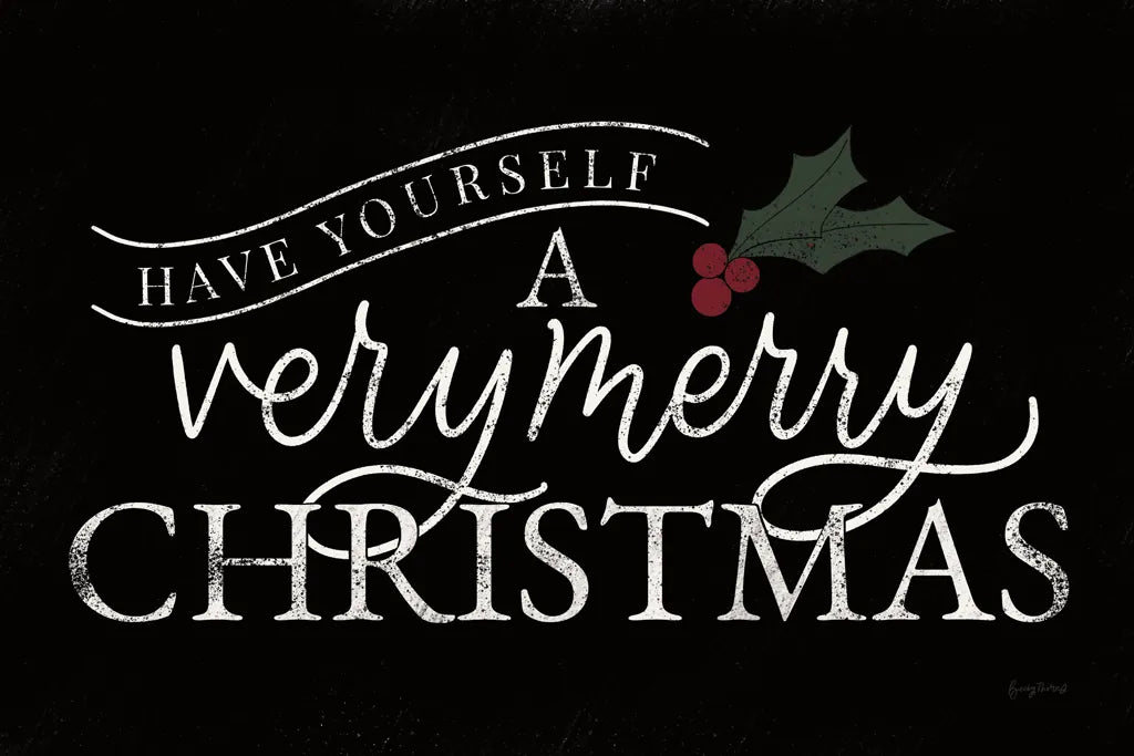 Vintage Christmas IV on Black by Becky Thorns. SKU 96882i. Archival Giclee Fine art print for wall decor.