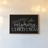 Vintage Christmas IV on Black by Becky Thorns. shown as a paper print in a natural frame. Available as a archival giclee rolled canvas, fine art paper, or poster print. SKU 96882i.