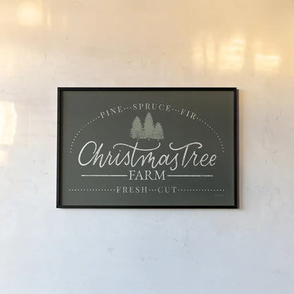 Vintage Christmas Sign I Green by Becky Thorns. shown as a paper print in a black flame. Available as a archival giclee rolled canvas, fine art paper, or poster print. SKU 60020i.