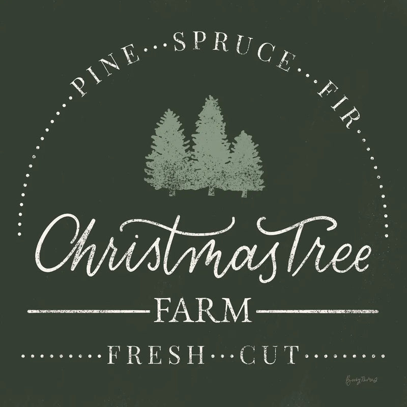 Vintage Christmas Sign I Green Sq by Becky Thorns. SKU 84821a. Archival Giclee Fine art print for wall decor.