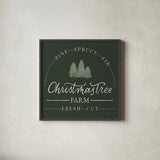 Vintage Christmas Sign I Green Sq by Becky Thorns. Shown in a sleek black glass frame for a contemporary gallery look. Available as an archival giclee rolled canvas, fine art paper, or poster print. SKU 84821a.