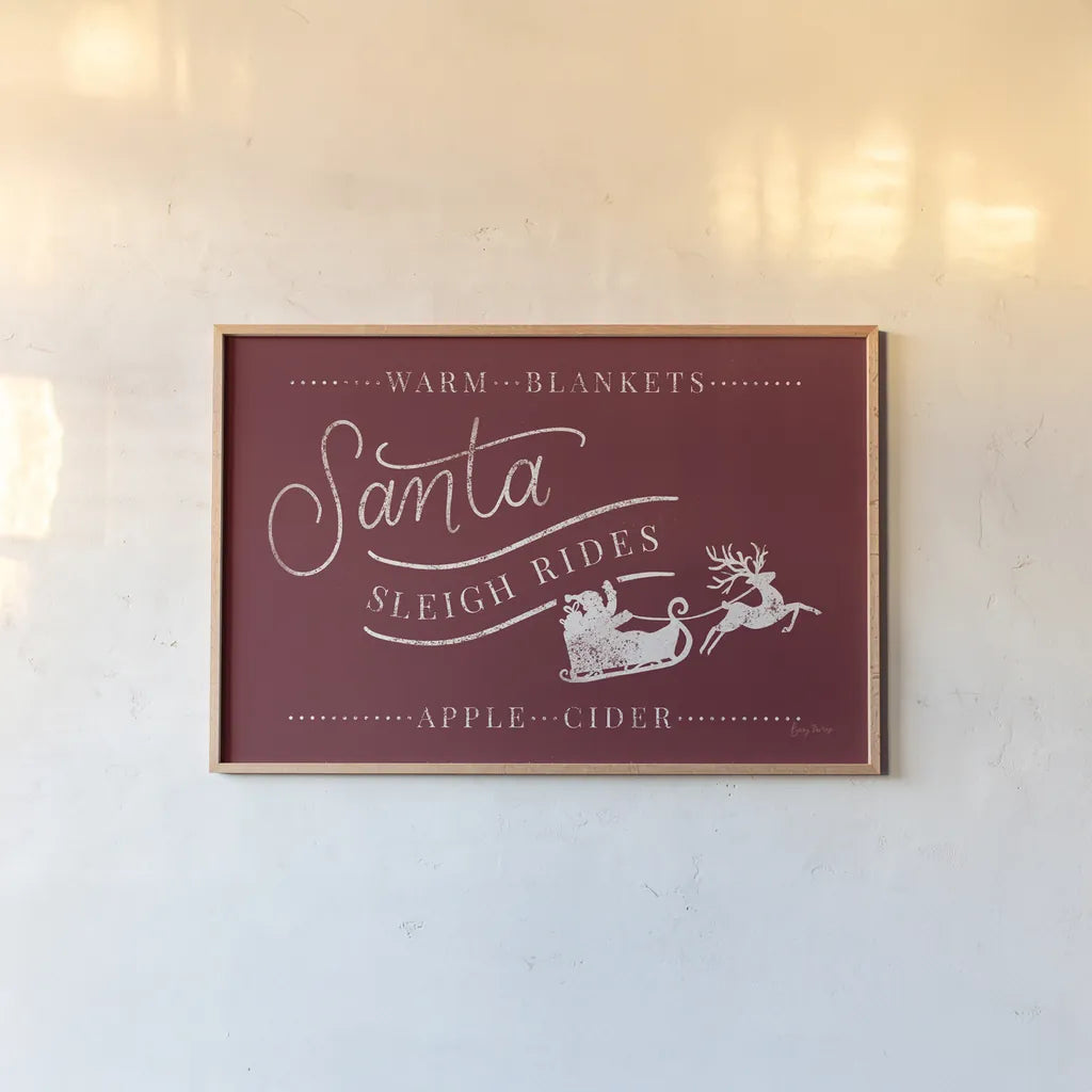 Vintage Christmas VI Red by Becky Thorns. shown as a paper print in a natural frame. Available as a archival giclee rolled canvas, fine art paper, or poster print. SKU 68847i.