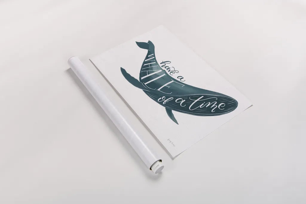 Whale of A Time by Becky Thorns. shown as a rolled paper print. Available as archival giclee rolled canvas, fine art paper, or poster print. SKU 61410i.