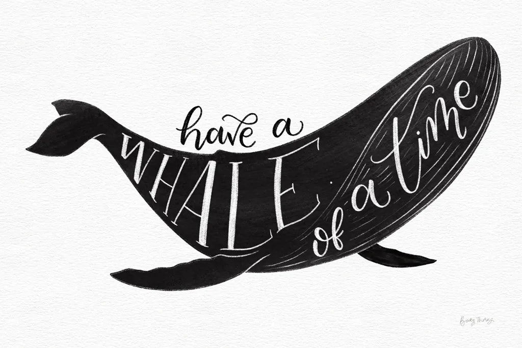 Whale of a Time BW by Becky Thorns. SKU 61411i. Archival Giclee Fine art print for wall decor.