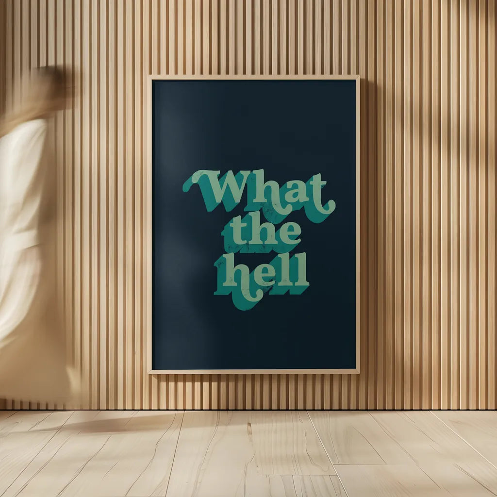 What The by Becky Thorns. shown as over sized large wall art. Available as an archival giclee rolled canvas, fine art paper, or poster print. SKU 65169h.
