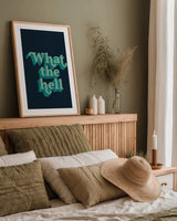 What The by Becky Thorns. shown as a paper print in a natural frame. Available as a archival giclee rolled canvas, fine art paper, or poster print. SKU 65169h.
