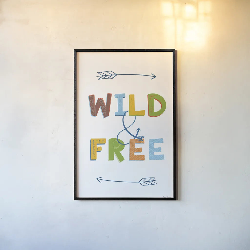 Wild and Free by Becky Thorns. shown as a paper print in a black flame. Available as a archival giclee rolled canvas, fine art paper, or poster print. SKU 59584h.