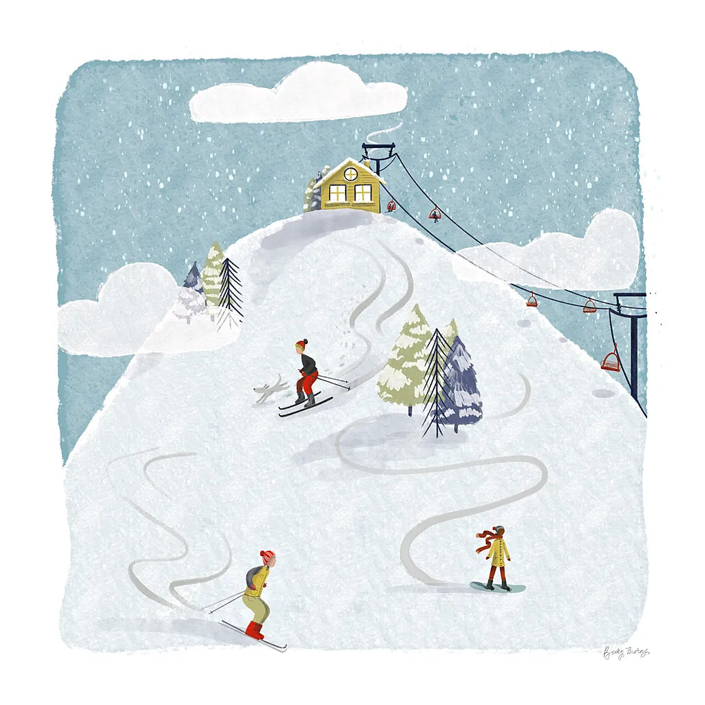 Winter Sports I by Becky Thorns. SKU 62707a. Archival Giclee Fine art print for wall decor.