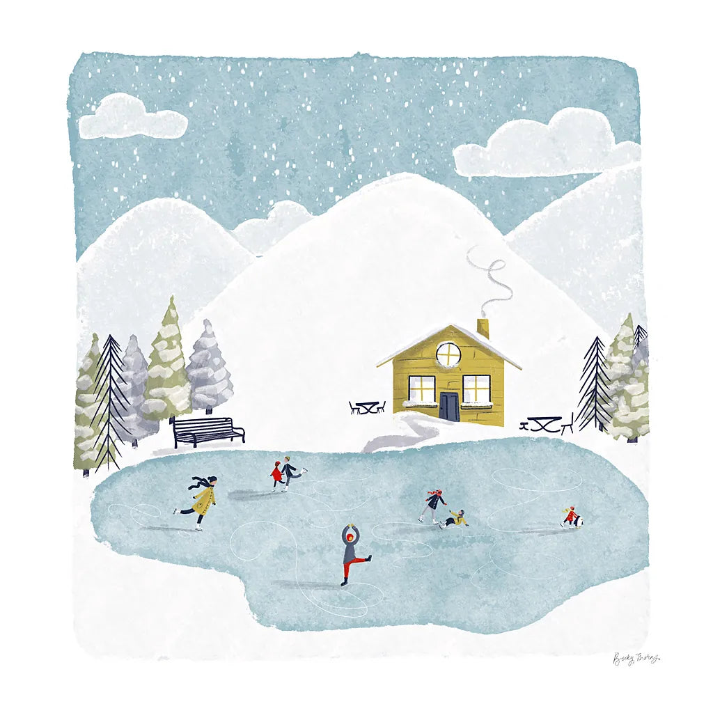 Winter Sports II by Becky Thorns. SKU 62708a. Archival Giclee Fine art print for wall decor.