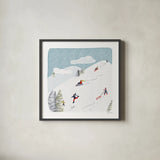 Winter Sports III by Becky Thorns. Shown in a sleek black glass frame for a contemporary gallery look. Available as an archival giclee rolled canvas, fine art paper, or poster print. SKU 62709a.