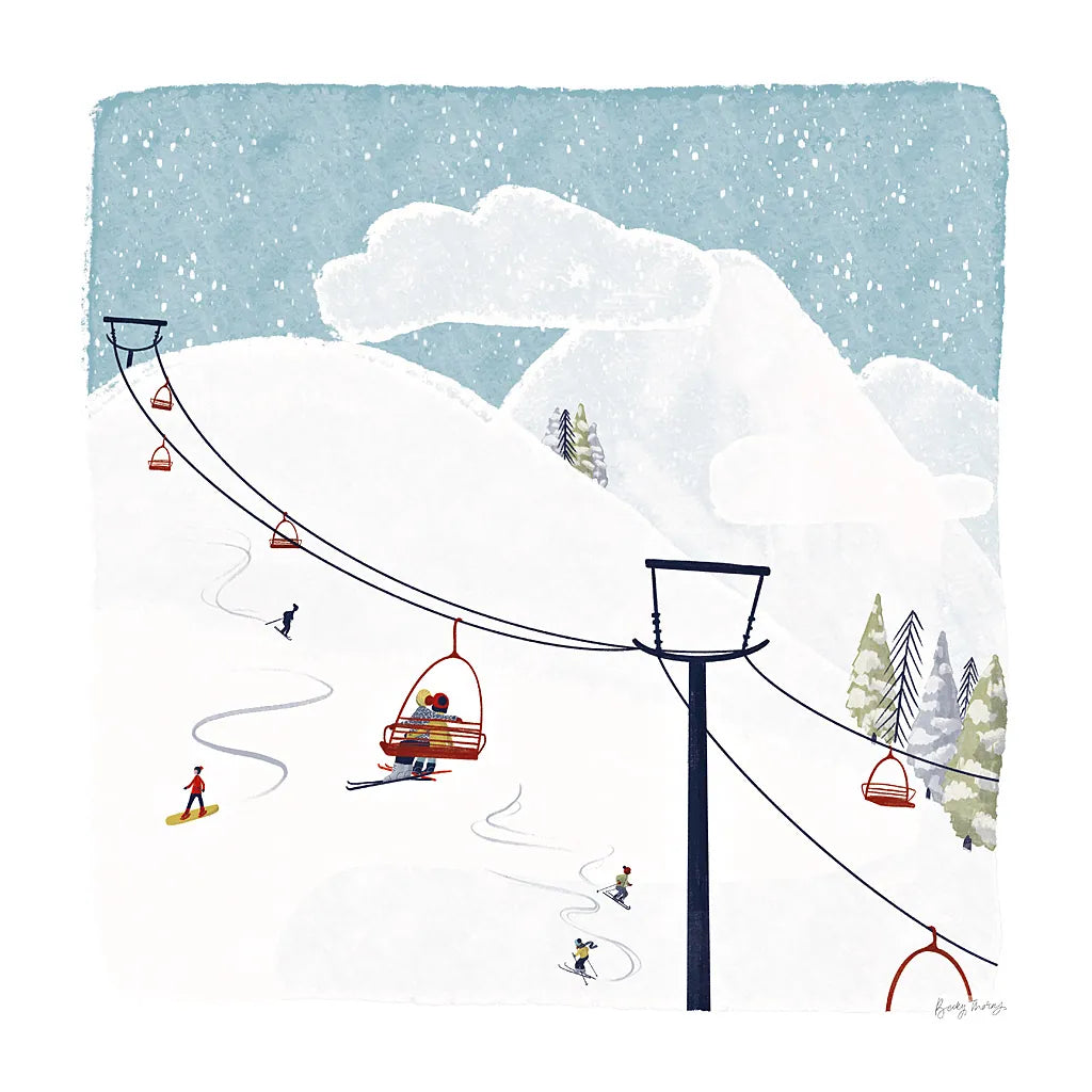 Winter Sports IV by Becky Thorns. SKU 62710a. Archival Giclee Fine art print for wall decor.