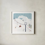 Winter Sports IV by Becky Thorns. Shown in a crisp white glass frame for a clean and minimalist style. Available as an archival giclee rolled canvas, fine art paper, or poster print. SKU 62710a.